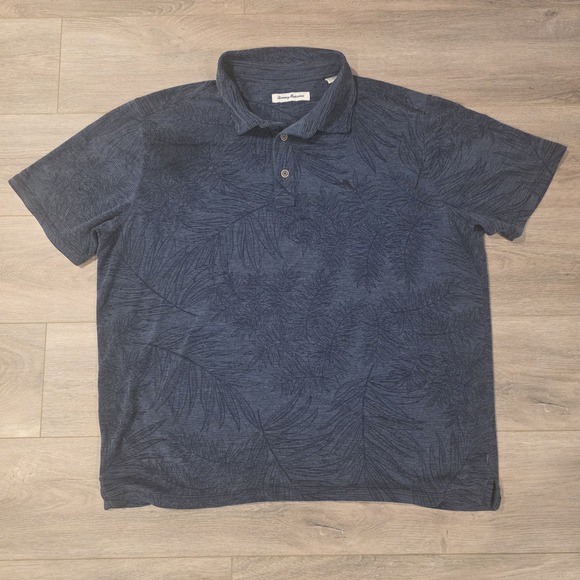 Tommy Bahama Other - Tommy Bahama Tencel Beach Polo Shirt Mens XL Navy Blue Floral Short Sleeve Boxy